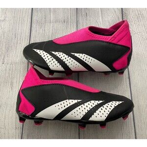 Pink Adidas Predator Girl Slip On Soccer Cleats Shoes, Size Youth 1.5